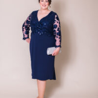Ava Plus size Mother of the bride groom dress midi sequins with sleeves trendy