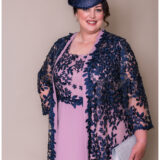 Dawn Dawn Plus size Mother of the bride groom dress midi with lace sleeves and jacket trendy Close up