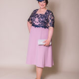 Dawn Plus size Mother of the bride groom dress midi with lace sleeves and jacket trendy