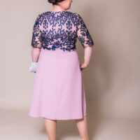 Dawn Plus size Mother of the bride groom dress midi with lace sleeves and jacket trendy back