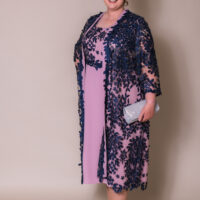 Dawn Dawn Plus size Mother of the bride groom dress midi with lace sleeves and jacket trendy