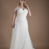 Stevie A-line, off shoulder plus size Wedding Dress by Millie Grace
