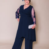 Venice Plus size Mother of the bride groom trouser suit with sleeves trendy