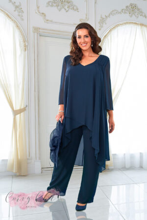 Navy Mother of the Bride/Groom Top & Trousers set