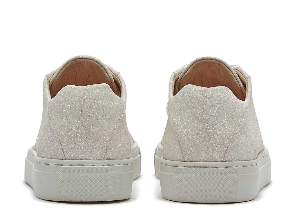 Millie - Ivory Shimmer Wedding Trainers heel