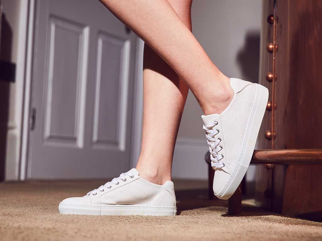 Millie - Ivory Shimmer Wedding Trainers lifestyle 2