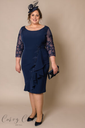 DU440 plus size mother of the bride/groom dress with sleeves front