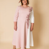 991915 blush and ivory midi length plus size mother of the groom dress front