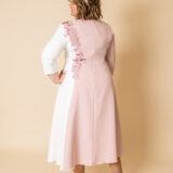 991915 - blush and ivory plus size mother of the bride midi length dress with sleeves-back-2