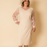 Belle Dress champagne blossom lace midi length plus size mother of the bride dress