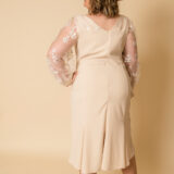 Belle Dress champagne blossom lace midi length plus size mother of the bride dress back