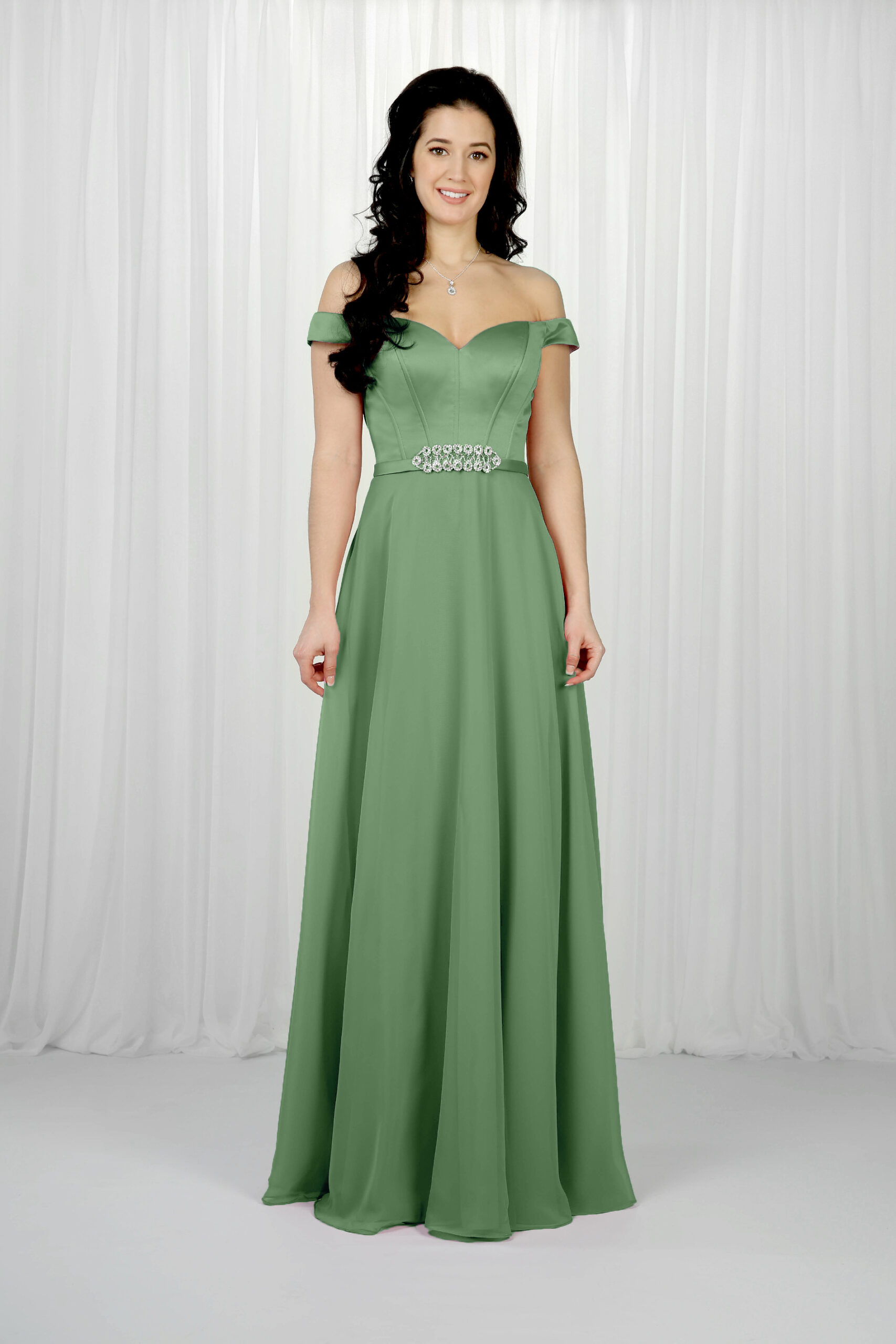 Beaded Waist Corset Dress sage green