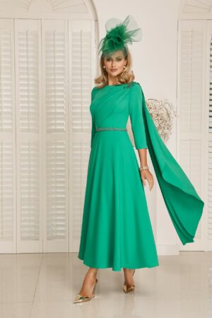 29880B | Asymmetrical Shamrock Green A-line Dress | Veni Infantino