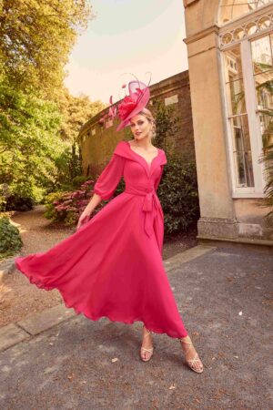 Veni Infantino A-Line Chiffon Dress in Cherry | 36027